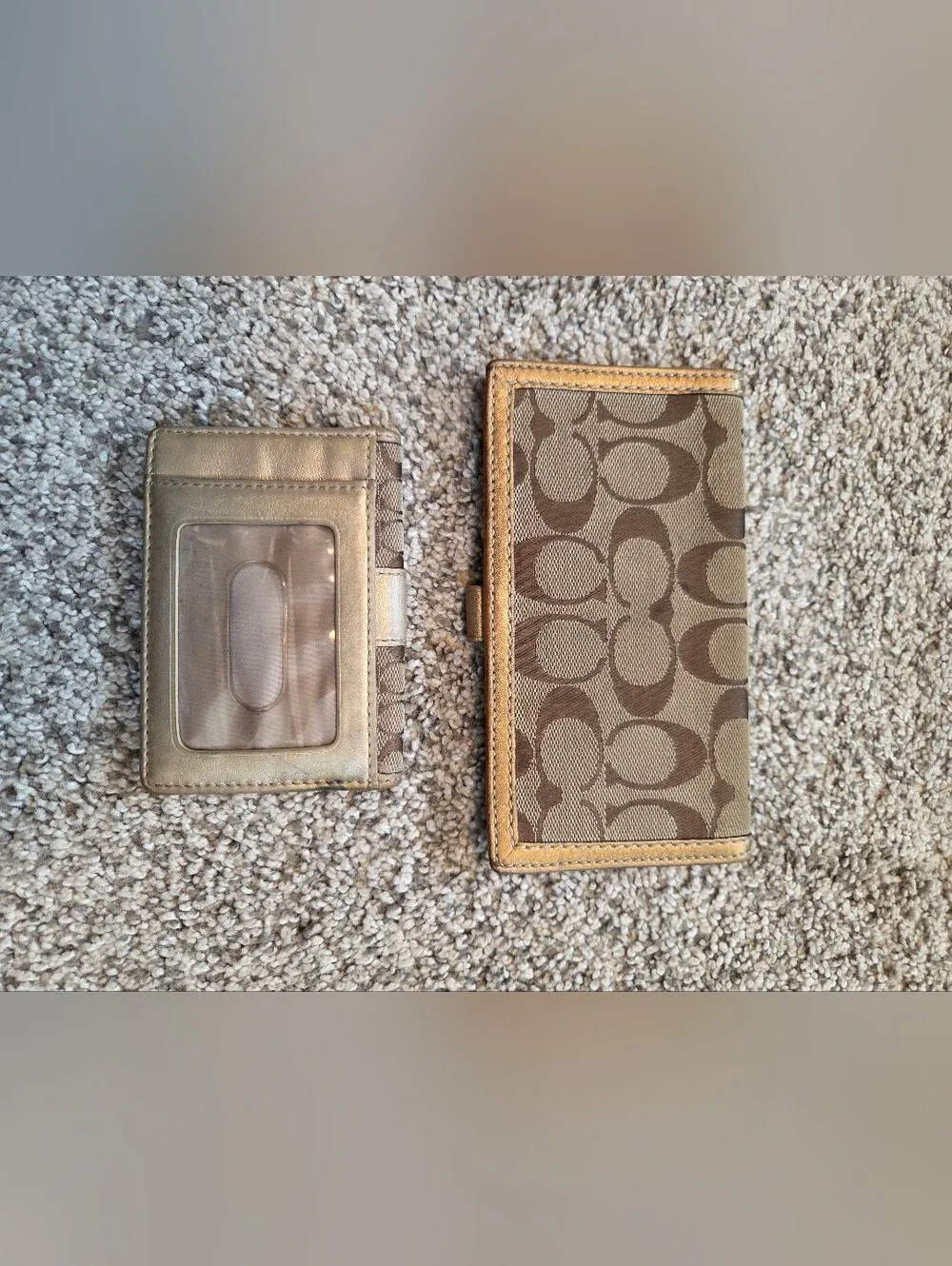 Vintage Y2K Coach Signature Wallet Set • Metallic Gold Canvas Bundle